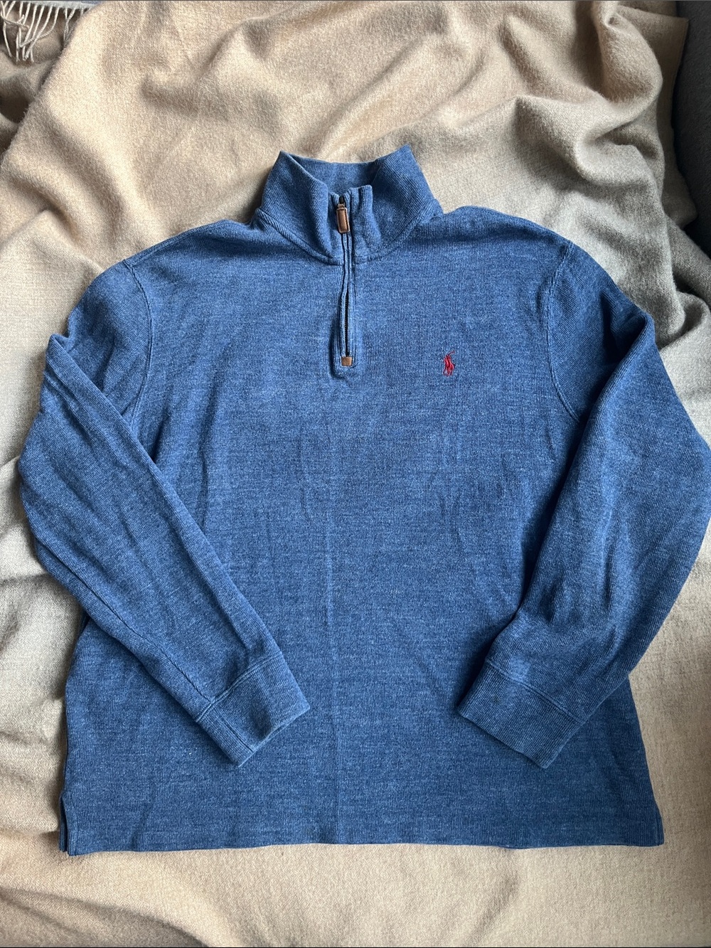 Polo Ralph Lauren Quarter-Zip Pullover Sweater Blue Size Large